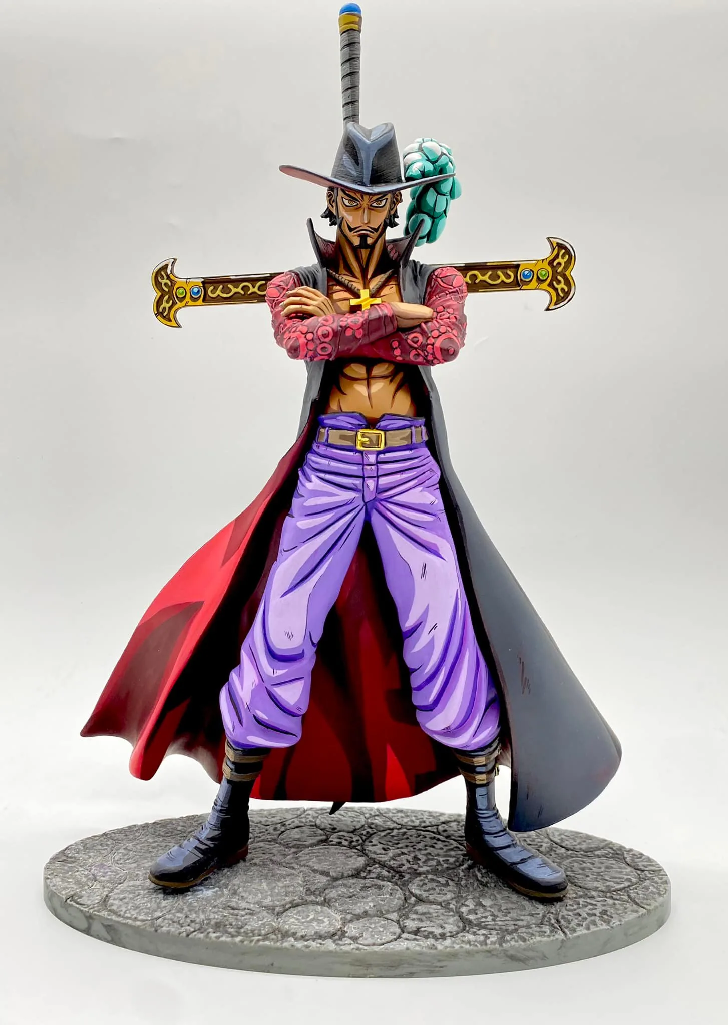 Dracule Mihawk custom figure with cel-shaded anime paint finish